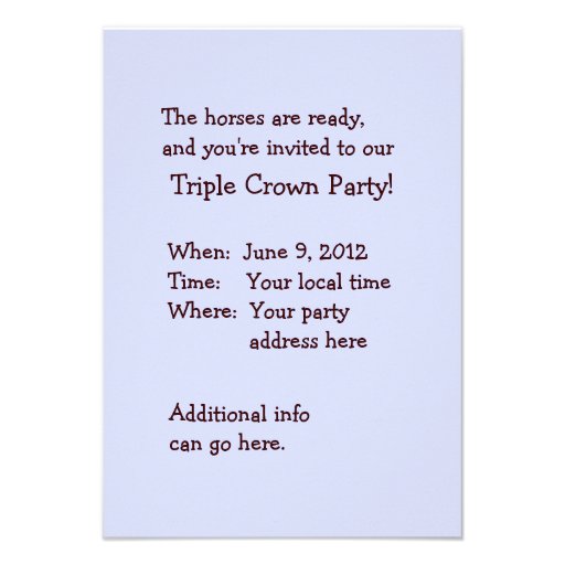 Triple Crown Horse Race Party Invitation