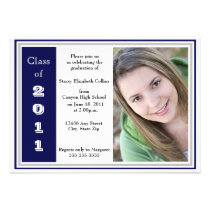 Triple Frame Graduation (blue and silver) invitations