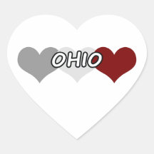 Triple Heart Ohio Heart Stickers