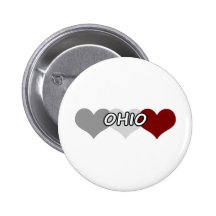 Triple Heart Ohio Pinback Buttons