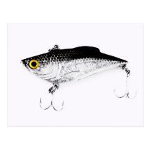 Triple Hooks Minnow Fishing Lure Post Cards