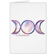 triple moon goddess iridescent pearl greeting card