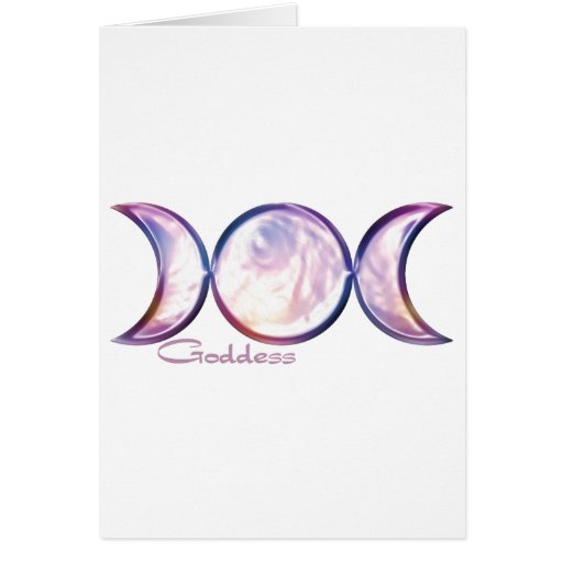 triple moon goddess iridescent pearl greeting card