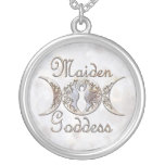 Triple Moon Maiden Goddess Moonstone Necklace