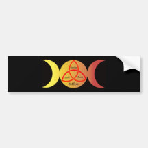triple moon on black background with triquetra 2 bumper sticker