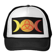 Triple moon with Triquetra on Black background Mesh Hats
