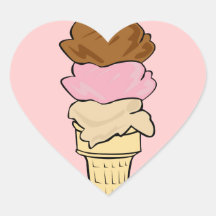 Triple Scoop Cone Heart Stickers