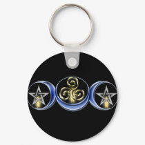 Triple Spiral Lunar Moon Keychain