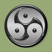 Triple Yin Yang - Metal & Glossy Black magnets