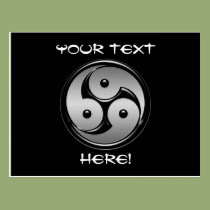 Triple Yin Yang - Metal & Glossy Black postcards