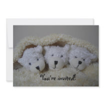 Triplet bears baby shower invitation