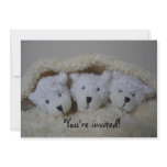 Triplet bears baby shower invitation