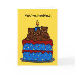 triplet bears birthday party invitation card