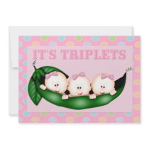 Triplet Girls Baby Shower Invitation
