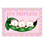 Triplet Girls Baby Shower Invitation
