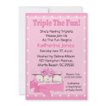 Triplet Girls  Baby Shower Invitations