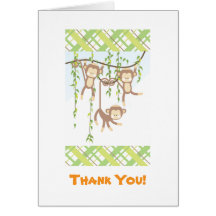 Triplet Monkeys Thank You Card