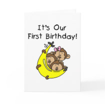 Triplets 1st - Two Boys, One Girl Greeting Card