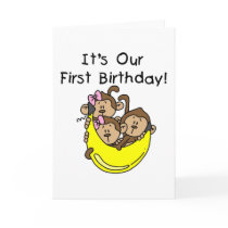 Triplets 1st - Two Girls One Boy Tshirts and Gifts Greeting Cards