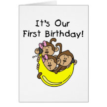 Triplets 1st - Two Girls One Boy Tshirts and Gifts Greeting Cards