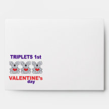 Triplets 1st Valentines Day Envelopes