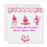 Triplets are Turning Three Birthday Invites
