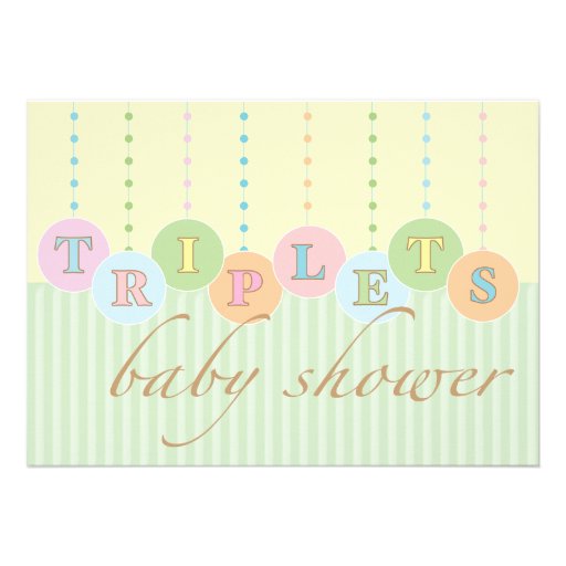 TRIPLETS Baby Shower Invitation (front side)
