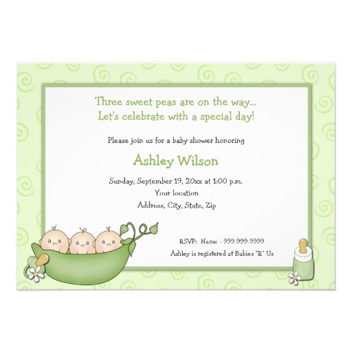 Triplets Baby Shower Invitations (front side)