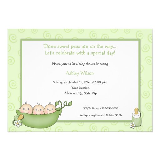 Triplets Baby Shower Invitations (front side)