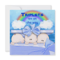 Triplets BOY Baby Shower Invitation