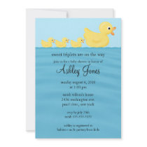Triplets Duck Baby Shower Custom Announcement