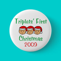 Triplets First Christmas buttons