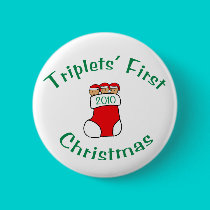 Triplets First Christmas buttons