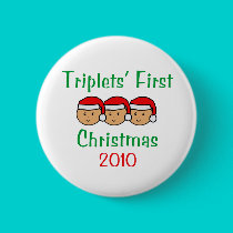 Triplets First Christmas buttons