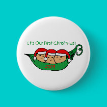 Triplets First Christmas buttons