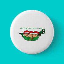 Triplets First Christmas buttons