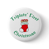 Triplets First Christmas buttons