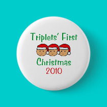 Triplets First Christmas buttons