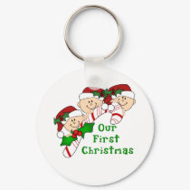 Triplets First Christmas Candy Cane keychains by ifbabycouldtalk Triplets First Christmas Candy Cane keychains