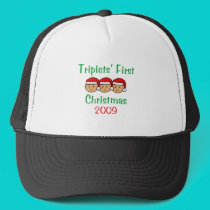 Triplets First Christmas hats