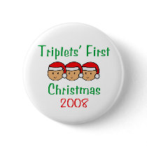 Triplets First Christmas - Santa Hats 2008 buttons