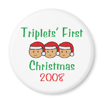 Triplets First Christmas - Santa Hats 2008 magnets