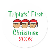 Triplets First Christmas - Santa Hats 2008 stickers
