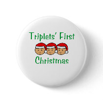 Triplets First Christmas - Santa Hats (no date) buttons
