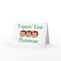 Triplets First Christmas - Santa Hats (no date) Greeting Cards
