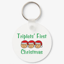Triplets First Christmas - Santa Hats (no date) keychains