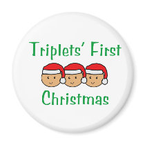 Triplets First Christmas - Santa Hats (no date) magnets