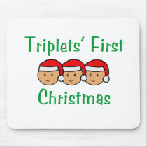 Triplets First Christmas - Santa Hats (no date) mousepads