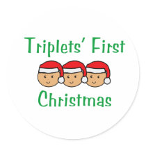 Triplets First Christmas - Santa Hats (no date) stickers
