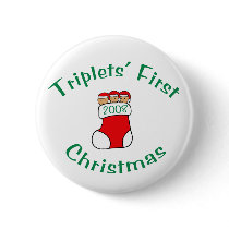Triplets First Christmas - Stocking 2008 Button